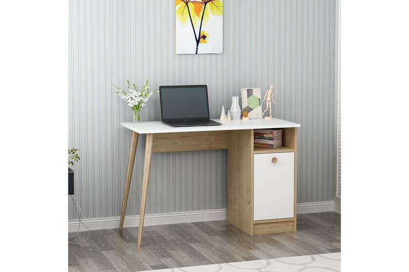 Leidon Skrivbord 110 cm - Vit/Natur - Möbler - Bord & matgrupper - Kontorsbord - Skrivbord
