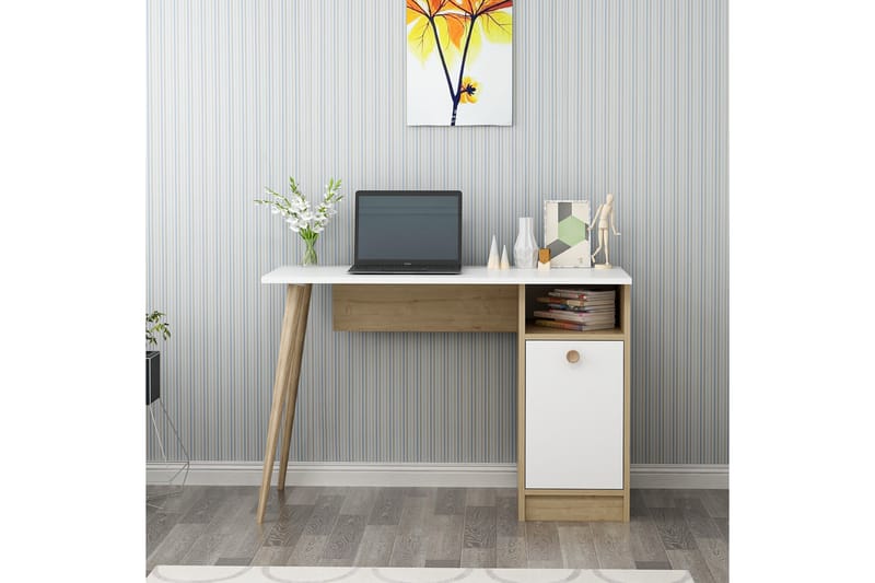 Leidon Skrivbord 110 cm - Vit/Natur - Möbler - Bord & matgrupper - Kontorsbord - Skrivbord