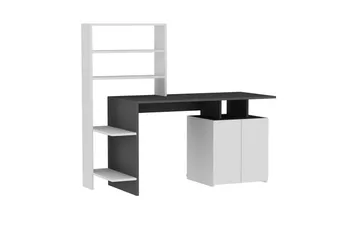 Leluard Skrivbord 146 cm med Förvaring Hyllor+Skåp - Vit/Antracit - Möbler - Bord & matgrupper - Kontorsbord - Skrivbord