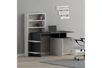 Leluard Skrivbord 146 cm med Förvaring Hyllor+Skåp - Vit/Antracit - Möbler - Bord & matgrupper - Kontorsbord - Skrivbord