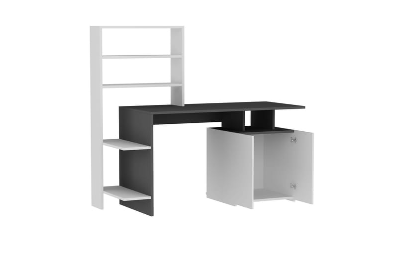 Leluard Skrivbord 146 cm med Förvaring Hyllor+Skåp - Vit/Antracit - Skrivbord