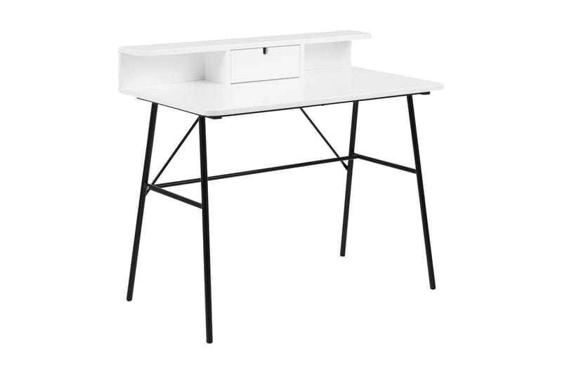 Lisemo Skrivbord 100 cm med Förvaring Låda + Hylla - Vit/Svart - Möbler - Bord & matgrupper - Kontorsbord - Skrivbord