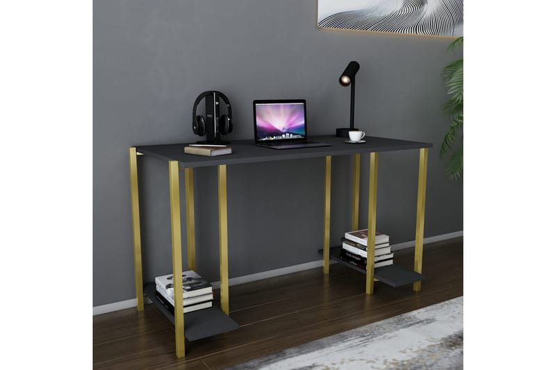 Malem Skrivbord 60x73,8x125,2 cm med förvaring - Guld/Antracit - Möbler - Bord & matgrupper - Kontorsbord - Skrivbord