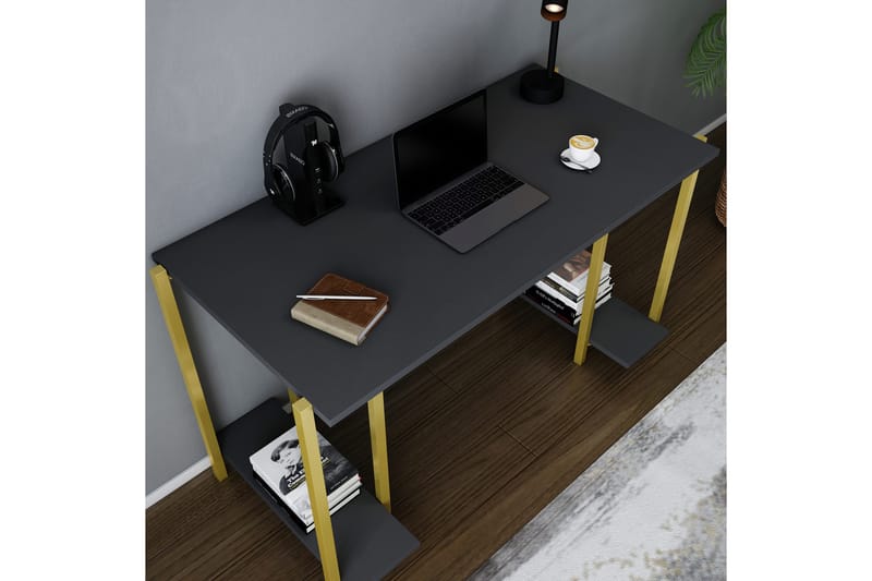Malem Skrivbord 60x73,8x125,2 cm med förvaring - Guld/Antracit - Möbler - Bord & matgrupper - Kontorsbord - Skrivbord