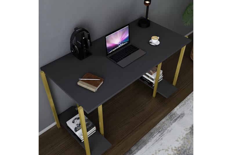 Malem Skrivbord 60x73,8x125,2 cm med förvaring - Guld/Antracit - Möbler - Bord & matgrupper - Kontorsbord - Skrivbord
