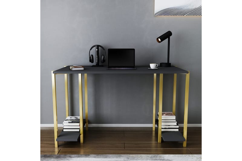 Malem Skrivbord 60x73,8x125,2 cm med förvaring - Guld/Antracit - Möbler - Bord & matgrupper - Kontorsbord - Skrivbord