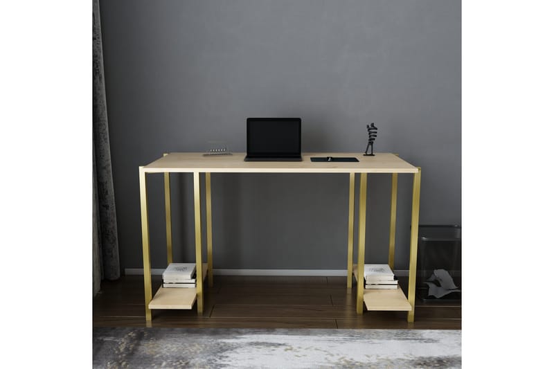 Malem Skrivbord 60x73,8x125,2 cm med förvaring - Guld/Brun - Möbler - Bord & matgrupper - Kontorsbord - Skrivbord