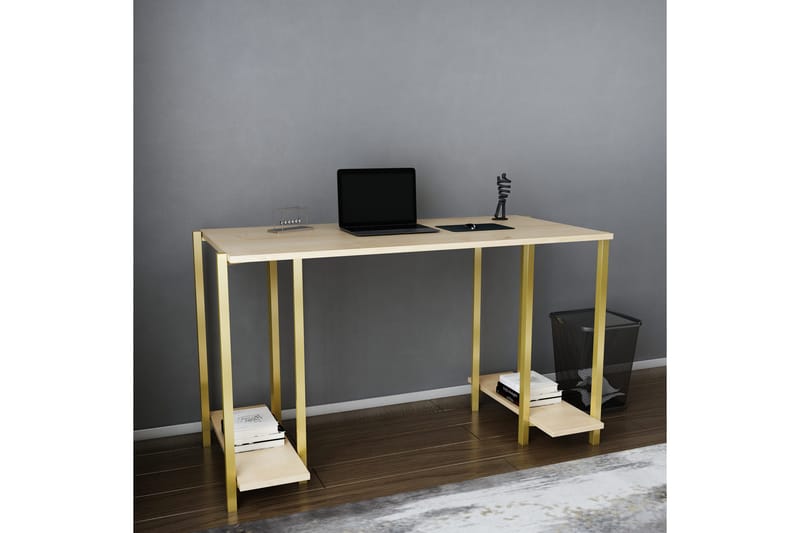 Malem Skrivbord 60x73,8x125,2 cm med förvaring - Guld/Brun - Möbler - Bord & matgrupper - Kontorsbord - Skrivbord
