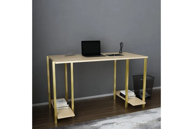 Malem Skrivbord 60x73,8x125,2 cm med förvaring - Guld/Brun - Möbler - Bord & matgrupper - Kontorsbord - Skrivbord