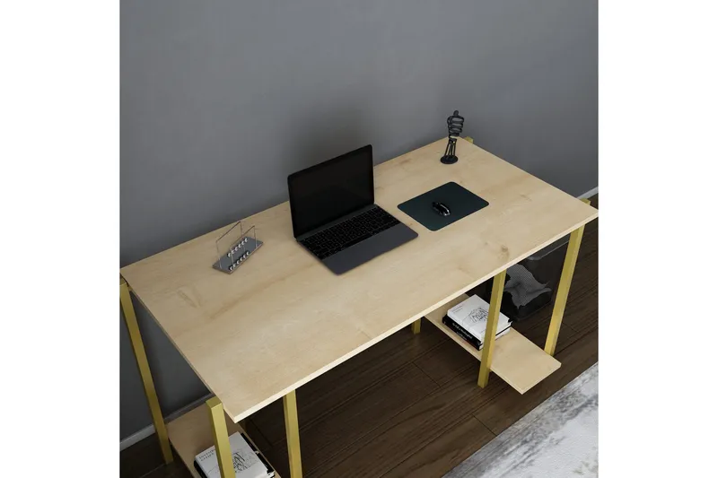Malem Skrivbord 60x73,8x125,2 cm med förvaring - Guld/Brun - Möbler - Bord & matgrupper - Kontorsbord - Skrivbord