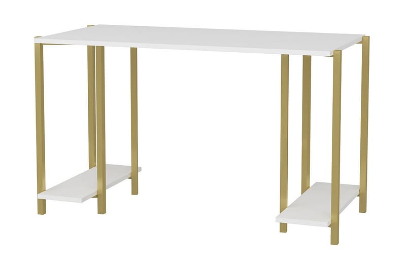 Malem Skrivbord 60x73,8x125,2 cm med förvaring - Guld/Vit - Möbler - Bord & matgrupper - Kontorsbord - Skrivbord