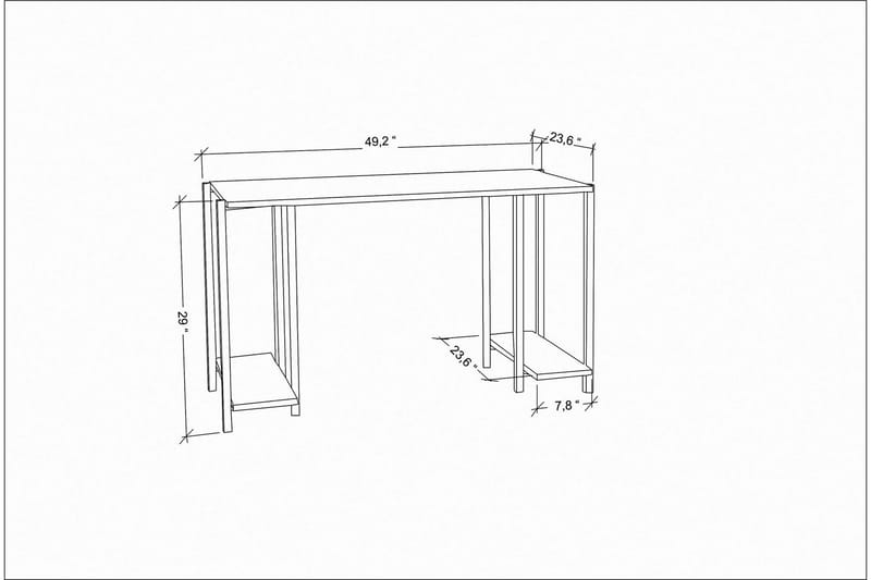 Malem Skrivbord 60x73,8x125,2 cm med förvaring - Svart - Skrivbord