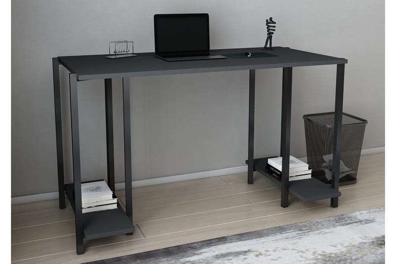 Malem Skrivbord 60x73,8x125,2 cm med förvaring - Svart/Antracit - Möbler - Bord & matgrupper - Kontorsbord - Skrivbord