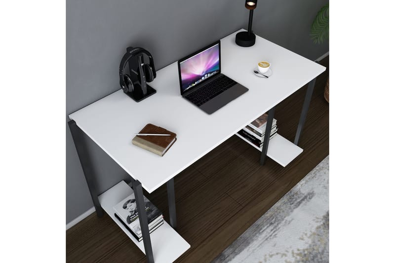 Malem Skrivbord 60x73,8x125,2 cm med förvaring - Svart/Vit - Möbler - Bord & matgrupper - Kontorsbord - Skrivbord
