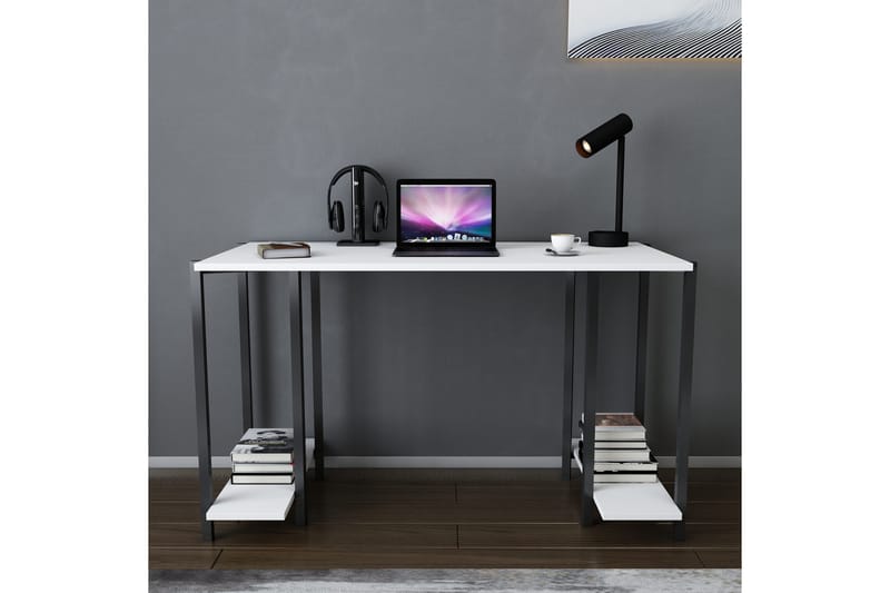 Malem Skrivbord 60x73,8x125,2 cm med förvaring - Svart/Vit - Skrivbord