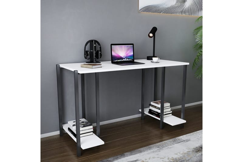 Malem Skrivbord 60x73,8x125,2 cm med förvaring - Svart/Vit - Möbler - Bord & matgrupper - Kontorsbord - Skrivbord