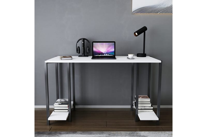 Malem Skrivbord 60x73,8x125,2 cm med förvaring - Svart/Vit - Möbler - Bord & matgrupper - Kontorsbord - Skrivbord