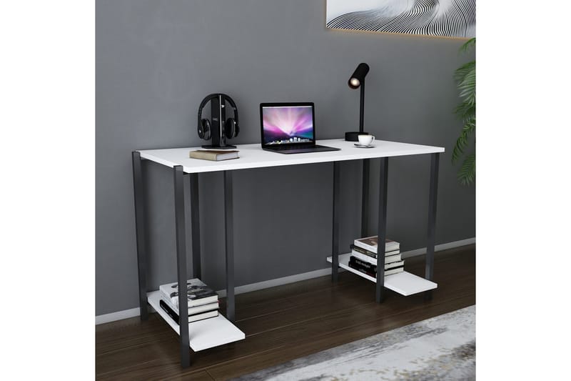 Malem Skrivbord 60x73,8x125,2 cm med förvaring - Svart/Vit - Möbler - Bord & matgrupper - Kontorsbord - Skrivbord