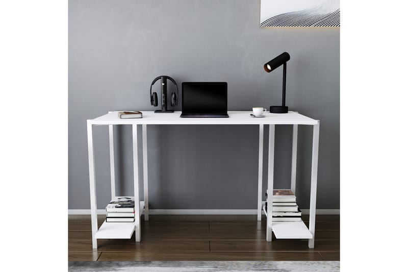 Malem Skrivbord 60x73,8x125,2 cm med förvaring - Vit - Skrivbord
