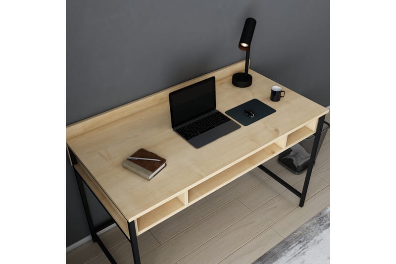 Malem Skrivbord 60x74,8x120 cm med förvaring - Svart - Skrivbord