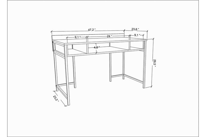 Malem Skrivbord 60x74,8x120 cm med förvaring - Svart/Antracit - Skrivbord