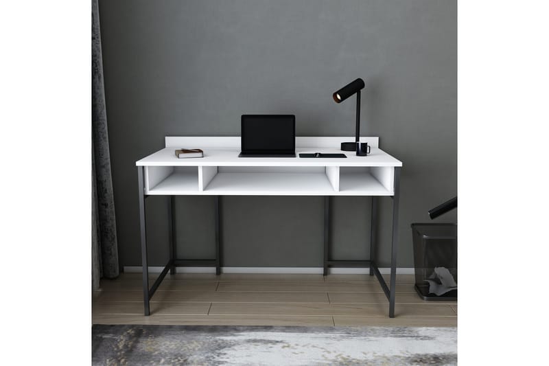 Malem Skrivbord 60x74,8x120 cm med förvaring - Svart/Vit - Skrivbord