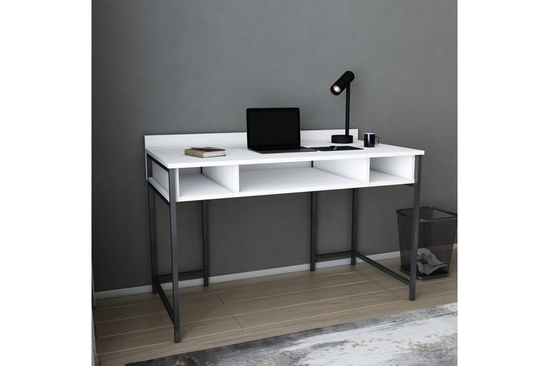 Malem Skrivbord 60x74,8x120 cm med förvaring - Svart/Vit - Skrivbord