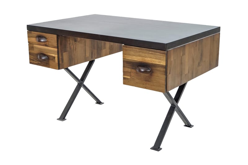 Mandara Skrivbord 140 cm med Förvaring Lådor - Brun - Skrivbord