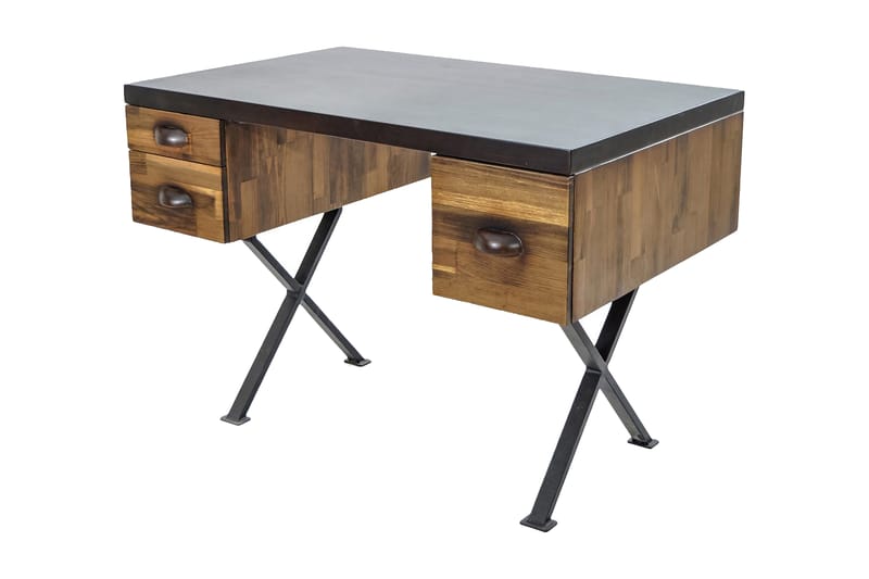 Massive Design Skrivbord 115 cm med Förvaring Lådor - Trä/Brun - Skrivbord