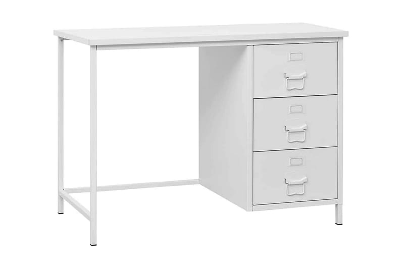 Skrivbord med lådor industriell vit 105x52x75 cm stål - Vit - Skrivbord