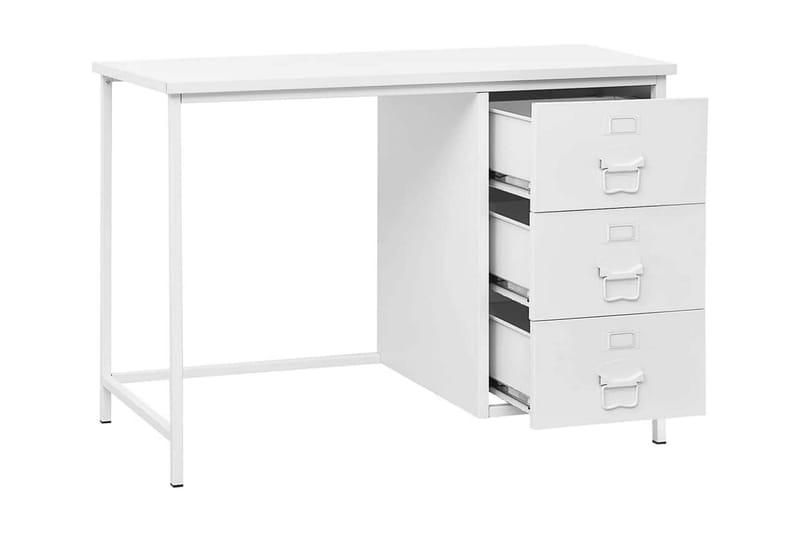 Skrivbord med lådor industriell vit 105x52x75 cm stål - Vit - Möbler - Bord & matgrupper - Kontorsbord - Skrivbord