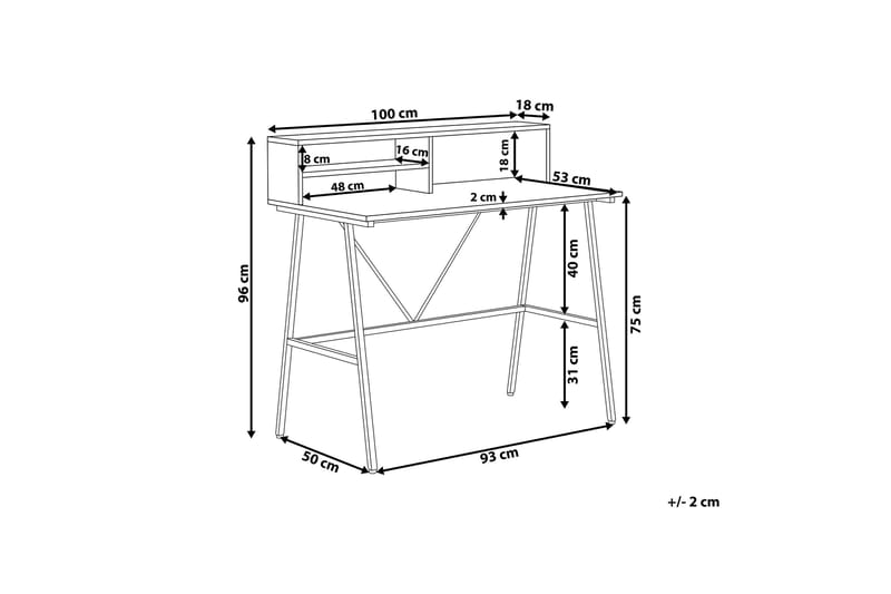 Mekesha Skrivbord 100 cm med Förvaring Hyllor - Mörkbrun - Möbler - Bord & matgrupper - Kontorsbord - Skrivbord