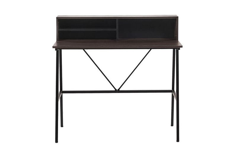 Mekesha Skrivbord 100 cm med Förvaring Hyllor - Mörkbrun - Skrivbord