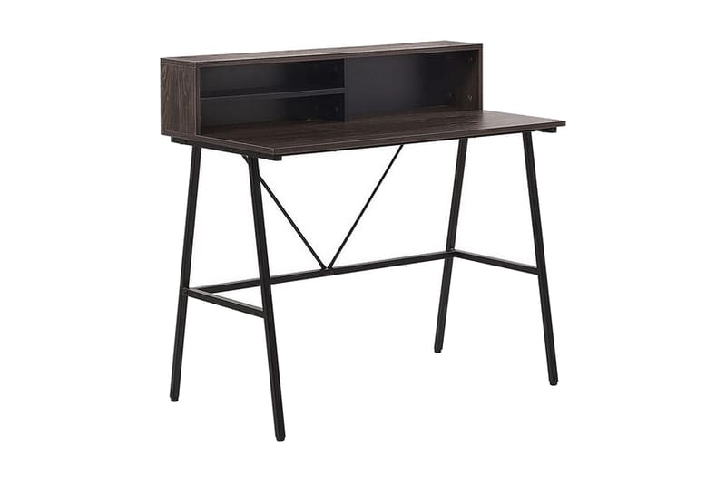 Mekesha Skrivbord 100 cm med Förvaring Hyllor, Mörkbrun