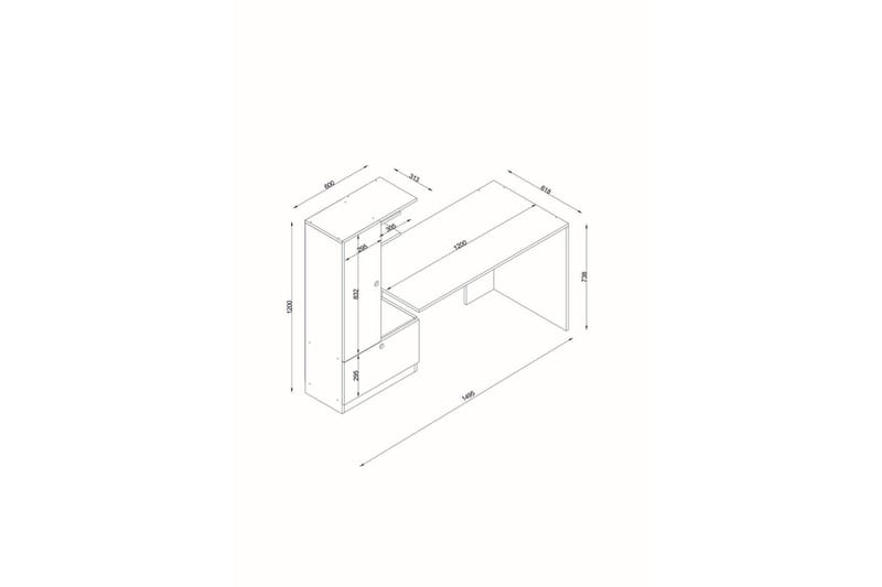 Merinoz Skrivbord 120 cm med Förvaring Hyllor + Låda + Skåp - Vit/Valnötsbrun - Möbler - Bord & matgrupper - Kontorsbord - Skrivbord