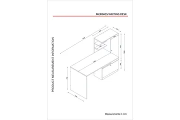 Merinoz Skrivbord 150 cm med Förvaring Hyllor + Låda + Skåp - Vit/Valnötsbrun - Möbler - Bord & matgrupper - Kontorsbord - Skrivbord
