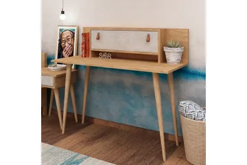 Mod Design Skrivbord 120 cm med Förvaring Hylla+Lucka Läderb - Trä/Vit - Möbler - Bord & matgrupper - Kontorsbord - Skrivbord