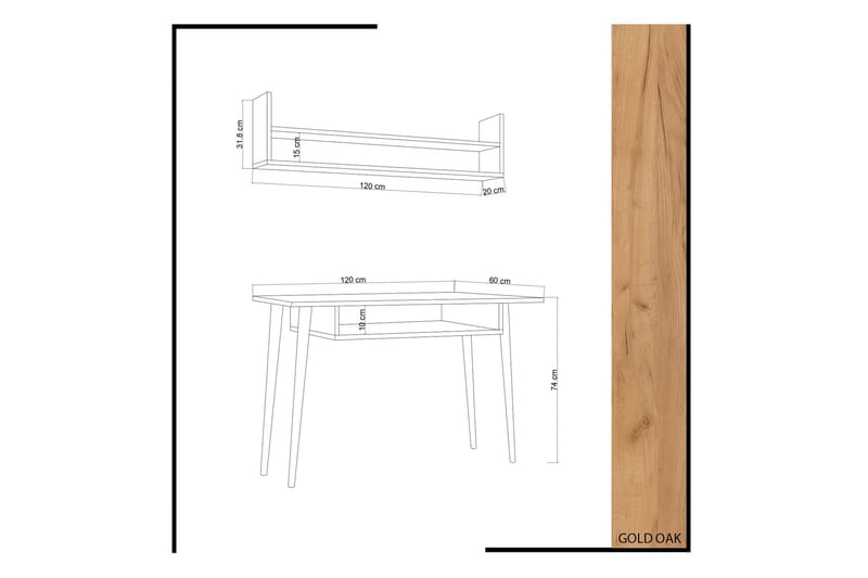 Mod Design Skrivbord 120 cm med Förvaring Vägghylla - Trä - Möbler - Bord & matgrupper - Kontorsbord - Skrivbord