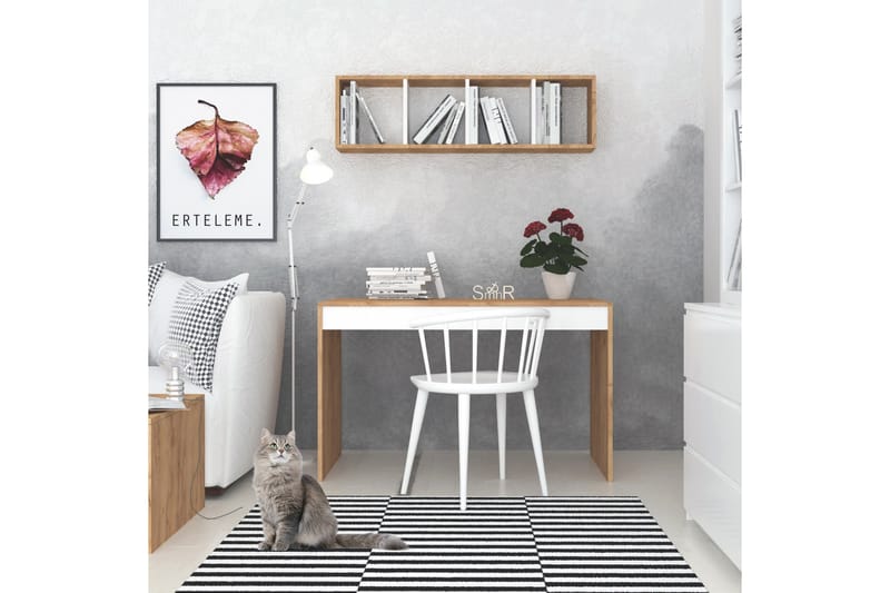 Mod Design Skrivbord 120 cm med Förvaring Vägghylla - Trä/Vit - Möbler - Bord & matgrupper - Kontorsbord - Skrivbord