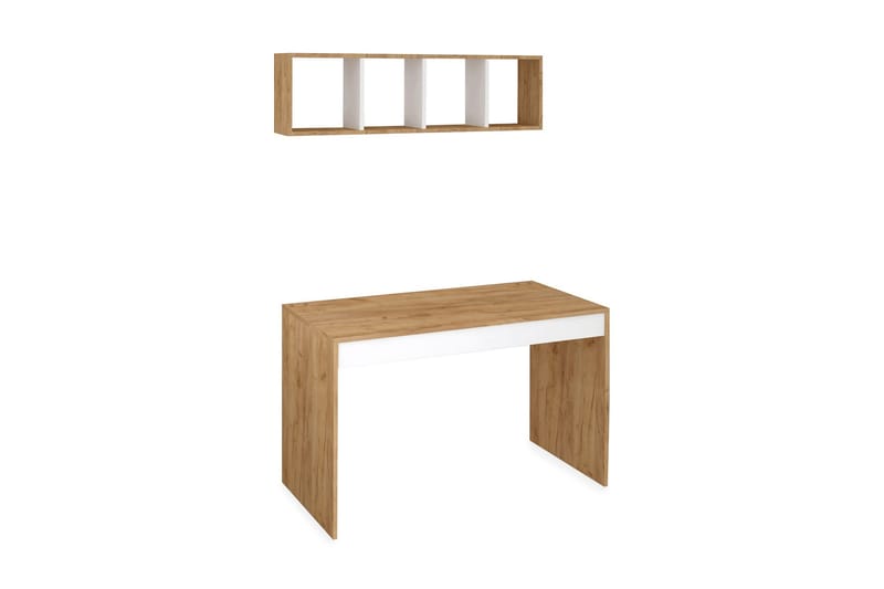 Mod Design Skrivbord 120 cm med Förvaring Vägghylla - Trä/Vit - Skrivbord