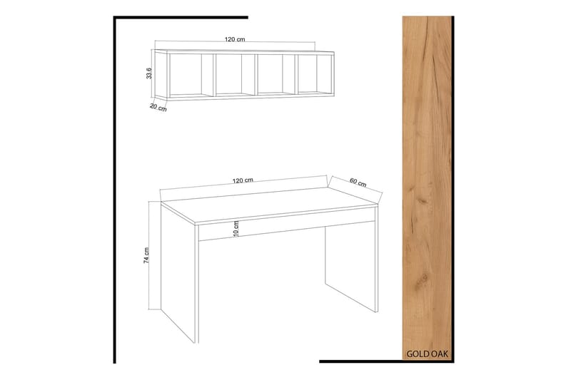 Mod Design Skrivbord 120 cm med Förvaring Vägghylla - Trä/Vit - Möbler - Bord & matgrupper - Kontorsbord - Skrivbord