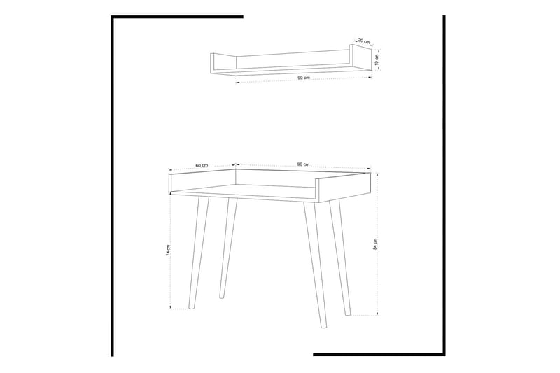 Mod Design Skrivbord 90 cm med Förvaring Vägghylla - Trä - Möbler - Bord & matgrupper - Kontorsbord - Skrivbord