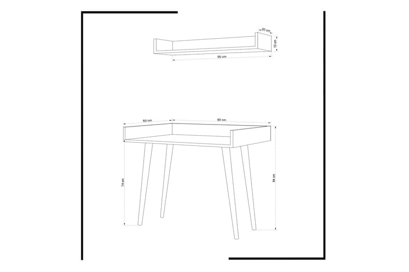 Mod Design Skrivbord 90 cm med Förvaring Vägghylla - Trä - Skrivbord