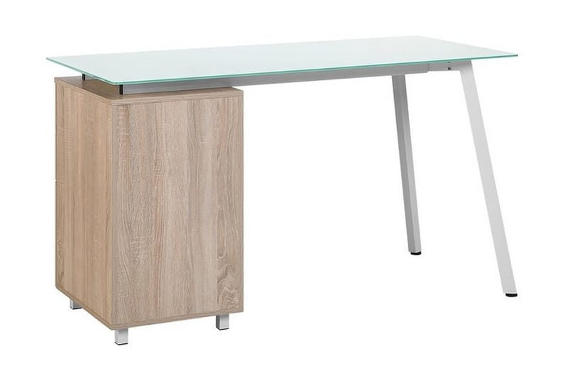 Montevideo Skrivbord 130 cm med Förvaring 3 Lådor - Vit/Ljusbrun - Möbler - Bord & matgrupper - Kontorsbord - Skrivbord