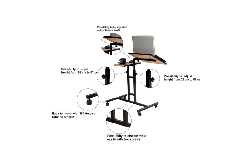 Morse Ståskrivbord 67 cm - Trä/natur/Svart - Höj och sänkbart skrivbord - Skrivbord