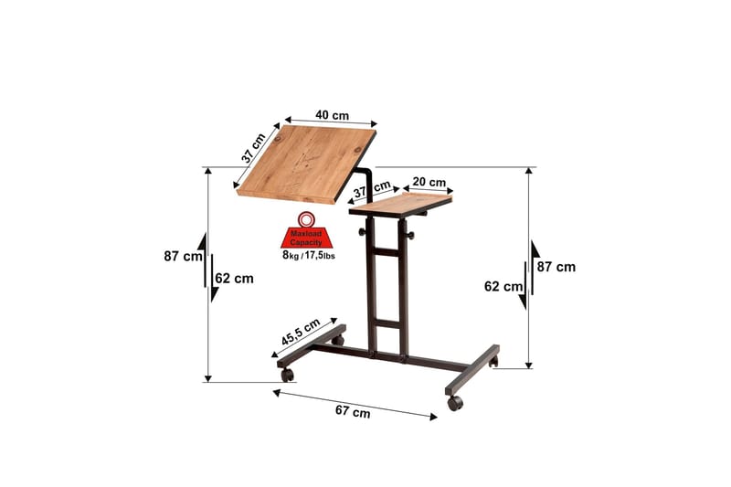 Morse Ståskrivbord 67 cm - Trä/natur/Svart - Höj och sänkbart skrivbord - Skrivbord