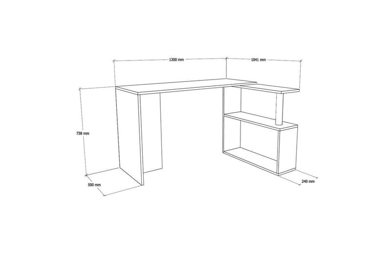 Mossboda Skrivbord 130 cm med Förvaring 2 Hyllor - Brun - Möbler - Bord & matgrupper - Kontorsbord - Skrivbord