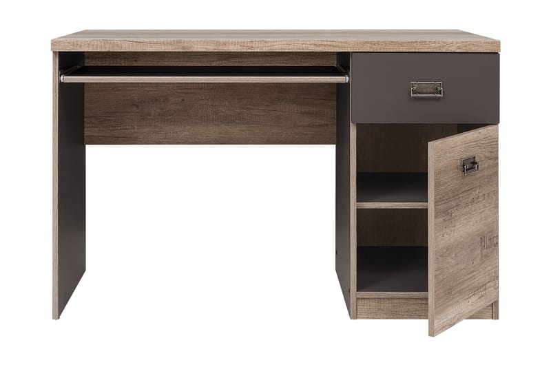 Movico Skrivbord 120 cm med Förvaring Låda + Skåp - Ekfärg/Grå - Skrivbord
