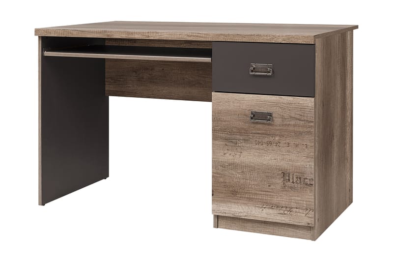 Movico Skrivbord 120 cm med Förvaring Låda + Skåp - Ekfärg/Grå - Skrivbord