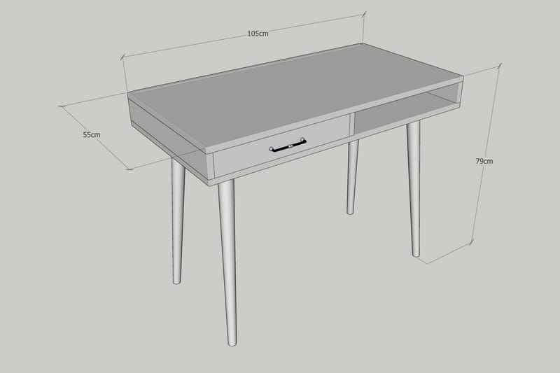 Myrvallen Skrivbord 105 cm med Förvaring Hylla + Låda - Brun - Skrivbord